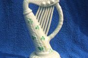 BELLEEK SHAMROCKS HARP (6th mark) - a vintage &amp; decorative Belleek freestanding harp (1960's / 1970's)