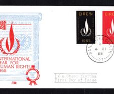1968 Ireland International Human Rights Year Commemorative Stamps Illustrated First Day Cover (FDC) with Baile Atha Cliath (Dublin) Steele cancel
