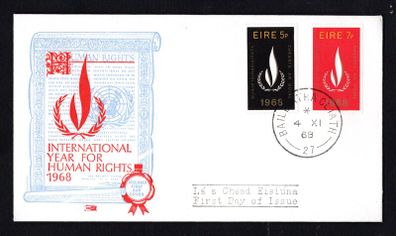1968 Ireland International Human Rights Year Commemorative Stamps Illustrated First Day Cover (FDC) with Baile Atha Cliath (Dublin) Steele cancel