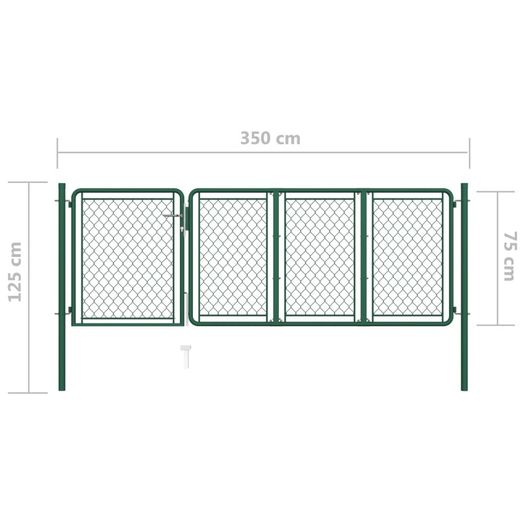 Garden Gate Steel 75x350 cm Green