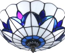 12 Inch Tiffany Style Ceiling Light Vintage Stained Glass Tiffany Ceiling Light Lamp Flush Mount Ceiling Lighting Fixtures (12 Inch)