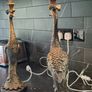 Fabulous Pair Peacock Bronze Metal Lamps Image 7