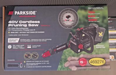 Parkside Performance 40V Cordless Brushless Pruning Saw / Chainsaw. Garden Maintenance DIY Projects Heating Logs