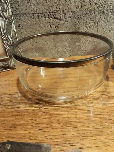 metal frame and glass  bowl