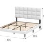 Double Bed Frame, Easy Assembly, Sturdy Wooden Slat Support, Upholstered Platform with Headboard, No Box Spring Needed, White Double Bed 135x190 Image 6