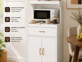 Kitchen Cabinet portable trolley white on wheels  Kitchen Storage Cabinet,