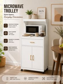 Kitchen Cabinet portable trolley white on wheels  Kitchen Storage Cabinet,