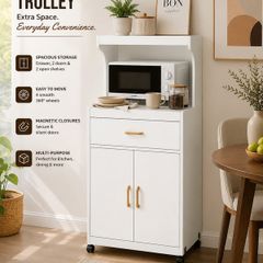 Kitchen Cabinet portable trolley white on wheels  Kitchen Storage Cabinet,