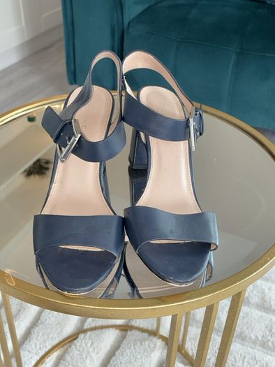 Ladies Navy Block Heel Sandals by Carvela