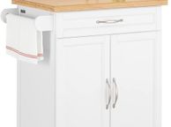 main image for ad Kitchen Cabinet Kitchen Storage Trolley Cart Kitchen Cabinet Kitchen Storage Trolley Cart with Bamboo Worktop