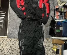 motorbike suit gloves and helmet