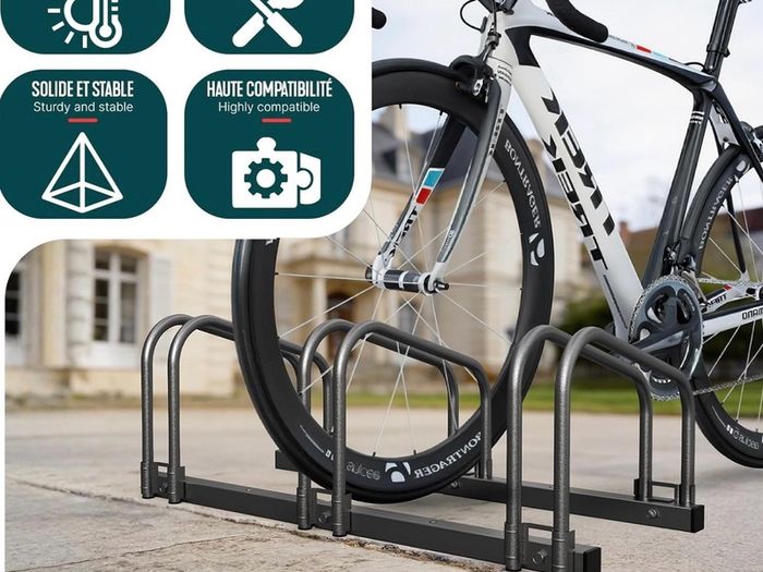 3 Bike Stand Floor or Wall Mounted Bike Rack for Garage Bicycle Parking Rack Cycle Storage Locking Stand, Black