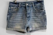 Pre Owned High-Waisted Mid-Wash Denim Shorts