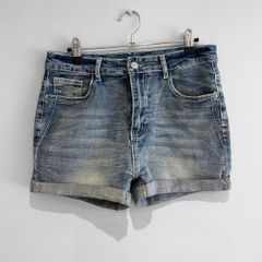 Pre Owned High-Waisted Mid-Wash Denim Shorts