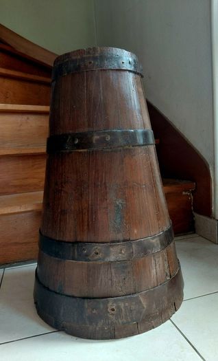 Antique French butter churn upcycled to umbrella or walking stick holder