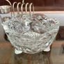 Vintage Pressed Cut Glass Footed Scalloped Starburst Sugar Candy Bowl England 1960s Image 2