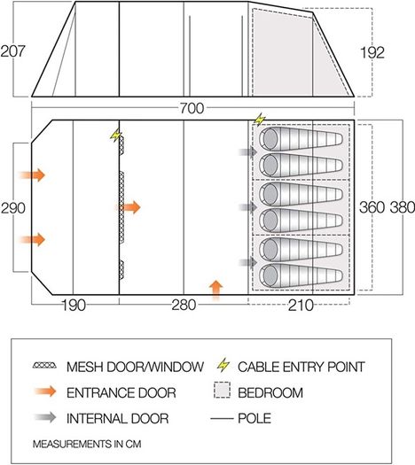 Purbeck 600xl Tent, Vivid Grey (free Shipping)