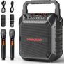 Karaoke Machine with 2 Wireless Microphones, Portable Bluetooth Speaker for Adults & Kids, Bass & Treble Adjustment, PA System Supports TF Card/USB/FM/AUX for Home Party, Indoor and Outdoor Image 9