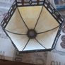 Vintage Style Tiffany Lamp Shade featuring Caramel Beige Glass Panels on a Decorative Metal Frame, Postage Available or Collection Image 6