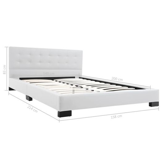 Bed Frame White Faux Leather 135x190 cm