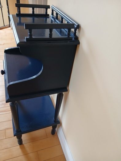 Midnight Blue Upcycled Vintage Hall Stand with Drawer & Gallery Rail