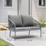 2-Seater Resin Wicker Garden Sofa with Cushions, Outdoor Sofa with Armrests, Steel Frame Image 2