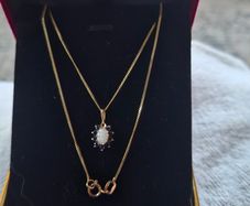 9ct gold  Necklace and 9 ct gold with Natural Sapphire and Natural Opal