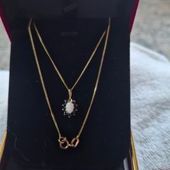 9ct gold  Necklace and 9 ct gold with Natural Sapphire and Natural Opal