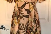 Asos Peach/Pink Jungle Print Empire Style Dress in Size 10
