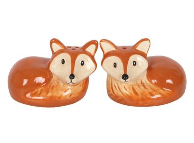 Fox Salt and Pepper Ceramic Shakers Unopened