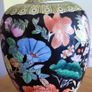 Vintage Black Porcelain Chinese Famille Rose Jar Urn Image 3