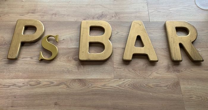 Vintage pub sign, gold painted & hand made