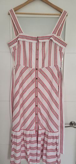 KARL LAGERFIELD Paris striped nautrical belted midi with gold tone button Sz 8 US (Fit 12UK) - Rrp 335 (New)