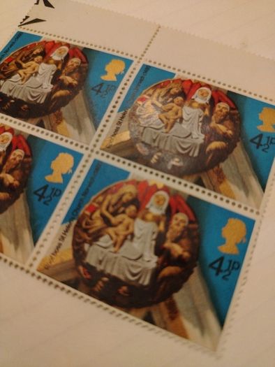 Block of UK 1974 Royal Mail Christmas Stamp 4.5p