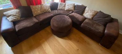 Corner sofa couch with foot stool