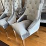 x6 Luxury Plush Silvery Grey Crushed Velvet Dining Chairs with Knocker and Chrome Legs Image 9