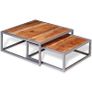Two Piece Coffee Table Set Solid Acacia Wood Image 4