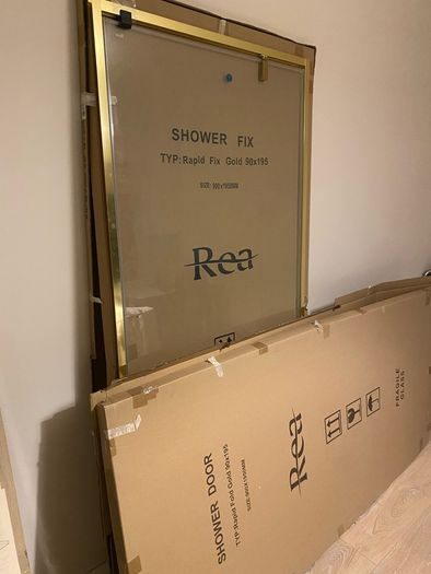 900mm Corner Shower Enclosure - Brushed Gold