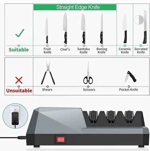 Brand New Electric Knife Sharpener, Professional Knife Sharpener with 3-stage sharpening system