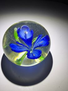 Glass Paperweight - Blue Crocus Flower
