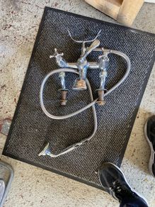 Antique mixer taps and shower head