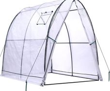 NEW SALE | Portable Tunnel Greenhouse Outdoor: Heavy Duty Walk in Green House with Mesh Windows Durable Plastic PE Cover for Outside, 1.8x1.8x2m, White