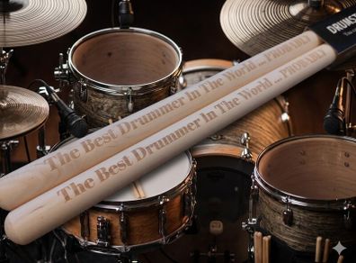 Drumsticks with laser engraved text