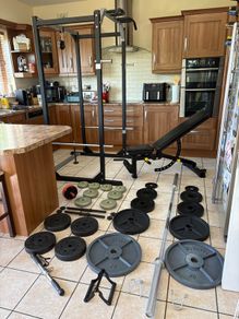 Perfect Gym Weightlifting Up, Power Squat Rack, Olympic Weights, Barbell, Dumbbells, Cable System And More!!