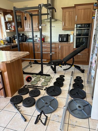 Perfect Gym Weightlifting Up, Power Squat Rack, Olympic Weights, Barbell, Dumbbells, Cable System And More!!