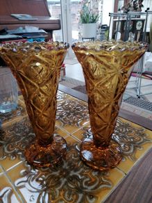 Pair of stunning Amber glass vases