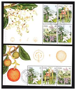 1995 Ireland National Botanic Gardens Stamp Booklet with First Day of Issue Pictorial Cancel.