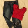 Oomph Blue Jeans And Red Top Image 7