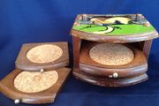 Vintage Wooded Coaster Set