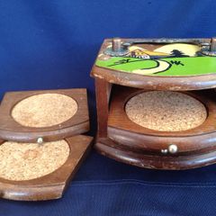 Vintage Wooded Coaster Set